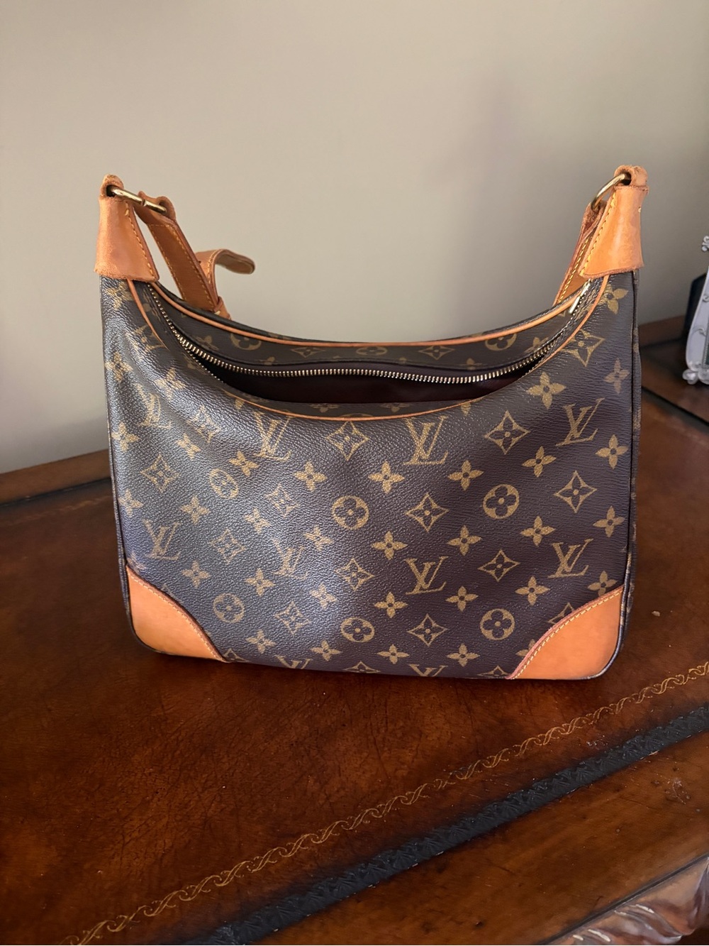 Louis Vuitton Monogram Canvas Shoulder Bag with Vachetta Trim